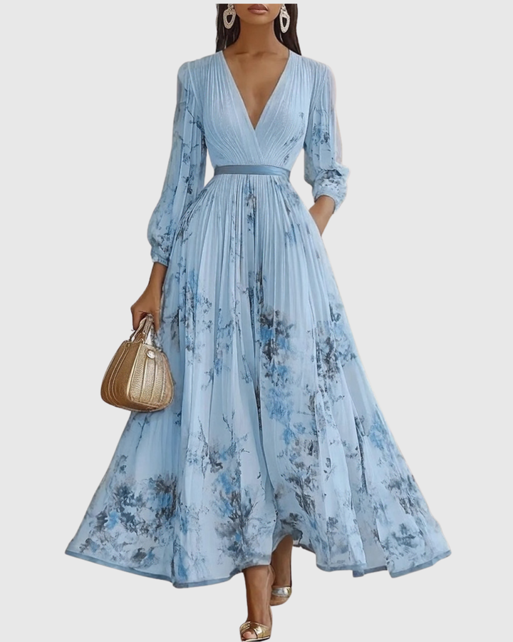 JOANA | ELEGANT PLEATED MAXI DRESS