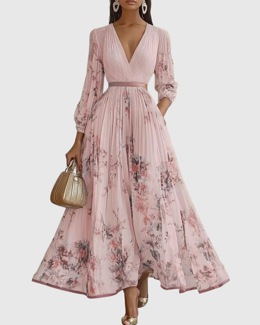 JOANA | ELEGANT PLEATED MAXI DRESS