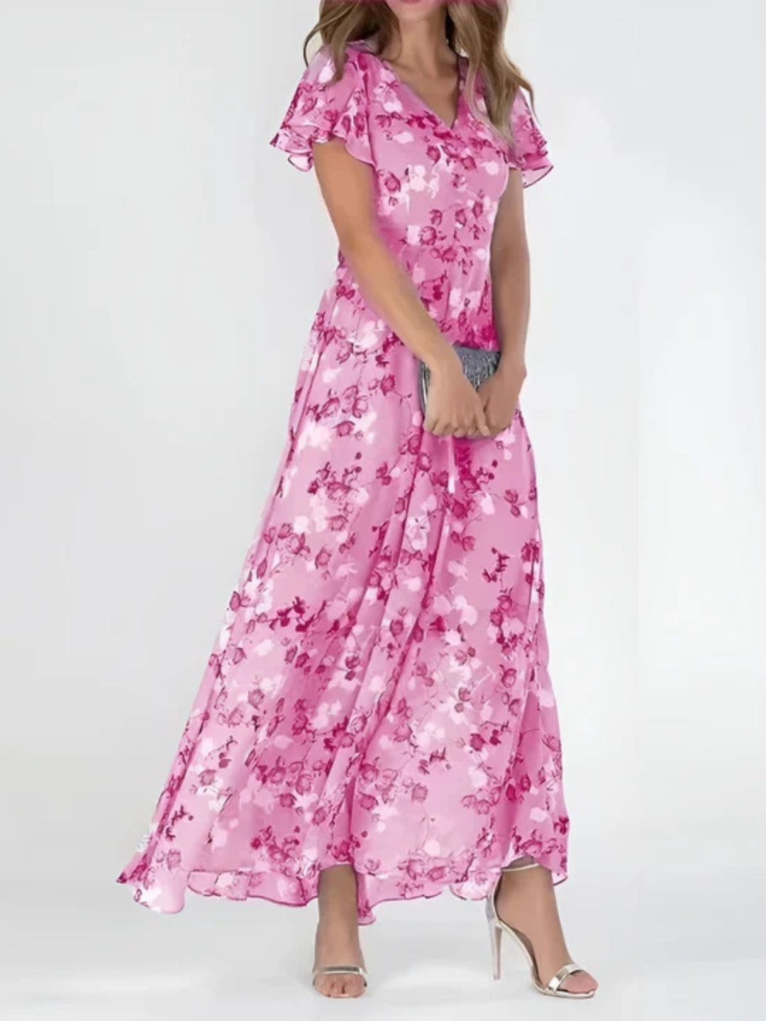 jenniffer™ | Flutter Sleeve Floral Maxi Dress