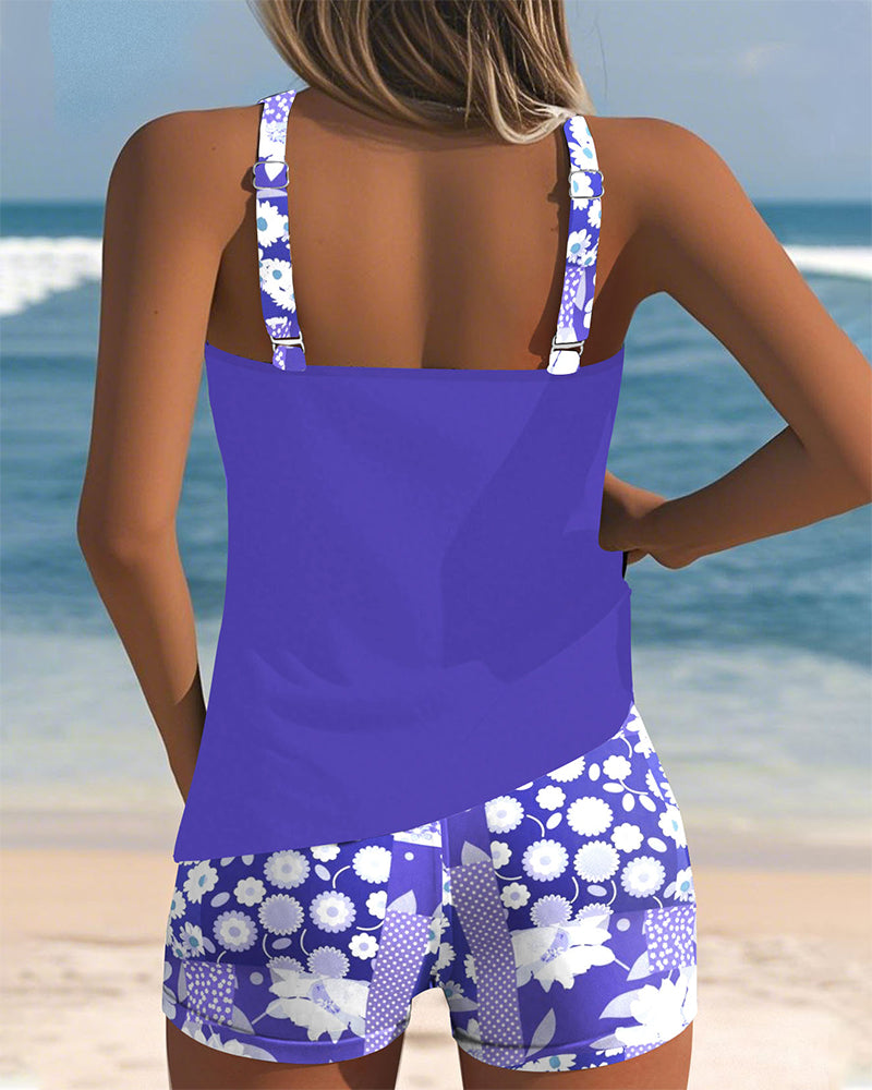 Nicolette | Swimsuit Tank Top with Printed Boxer Set