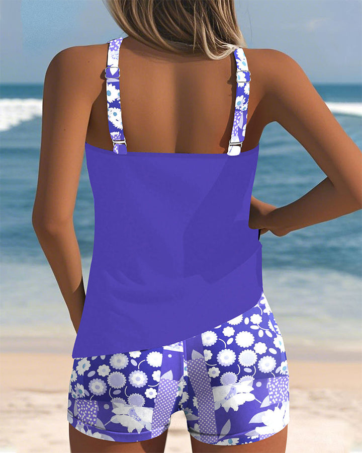 Nicolette | Swimsuit Tank Top with Printed Boxer Set