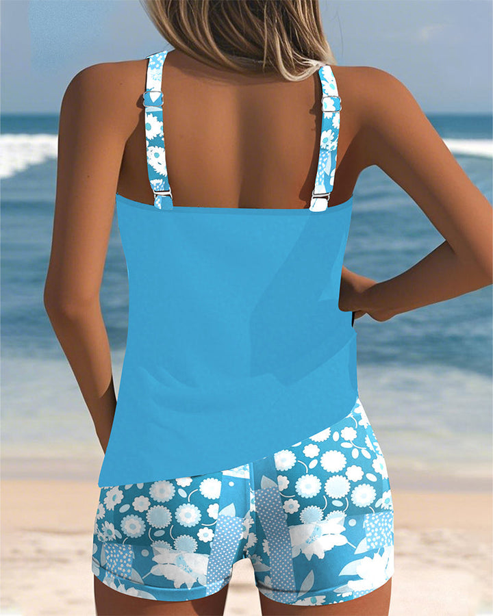 Nicolette | Swimsuit Tank Top with Printed Boxer Set
