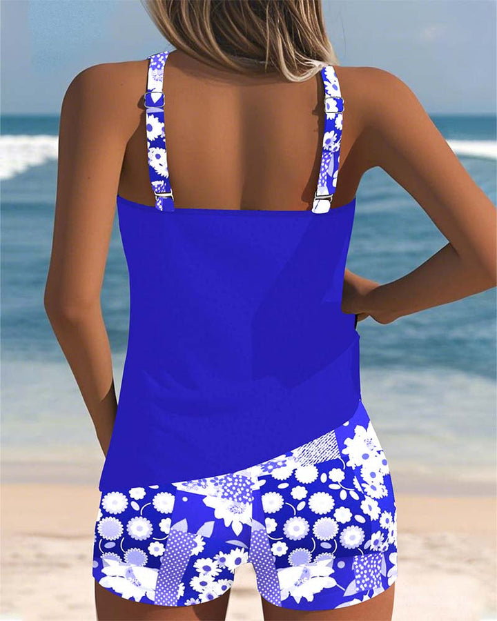 Nicolette | Swimsuit Tank Top with Printed Boxer Set