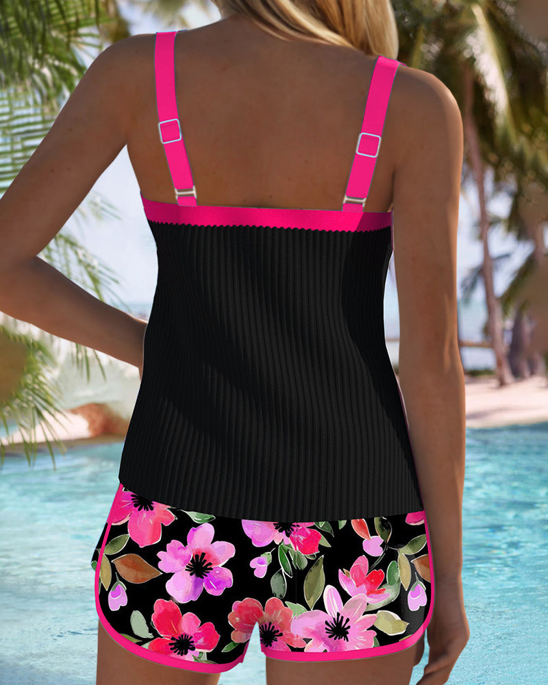 Karen | Swimsuit Tank Top with Floral Boxer Set