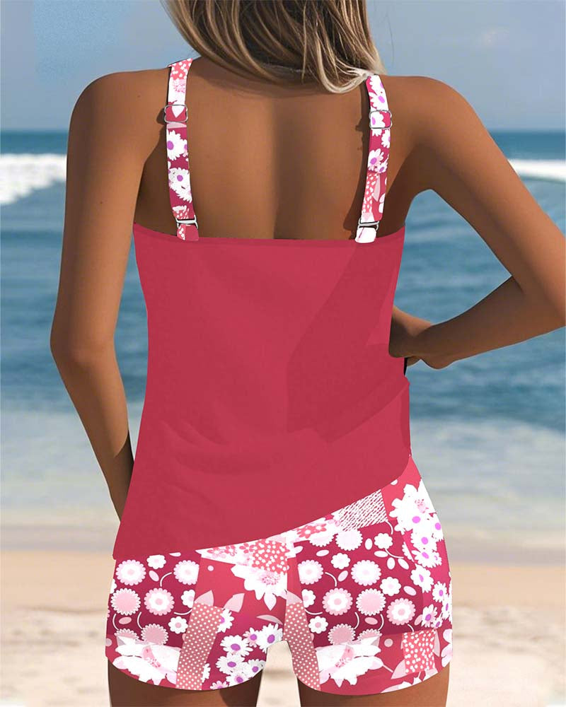 Nicolette | Swimsuit Tank Top with Printed Boxer Set