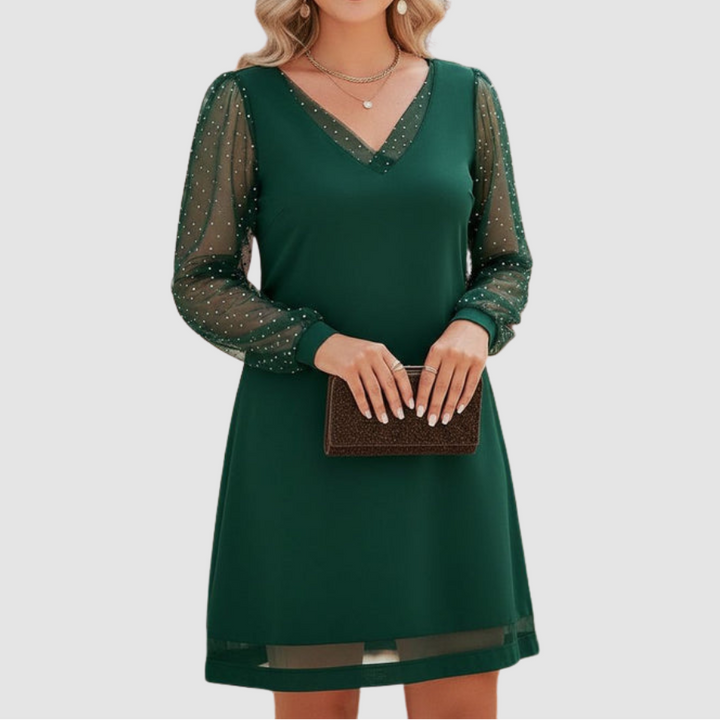 GABY | ELEGANT DRESS WITH PEARL DETAILS