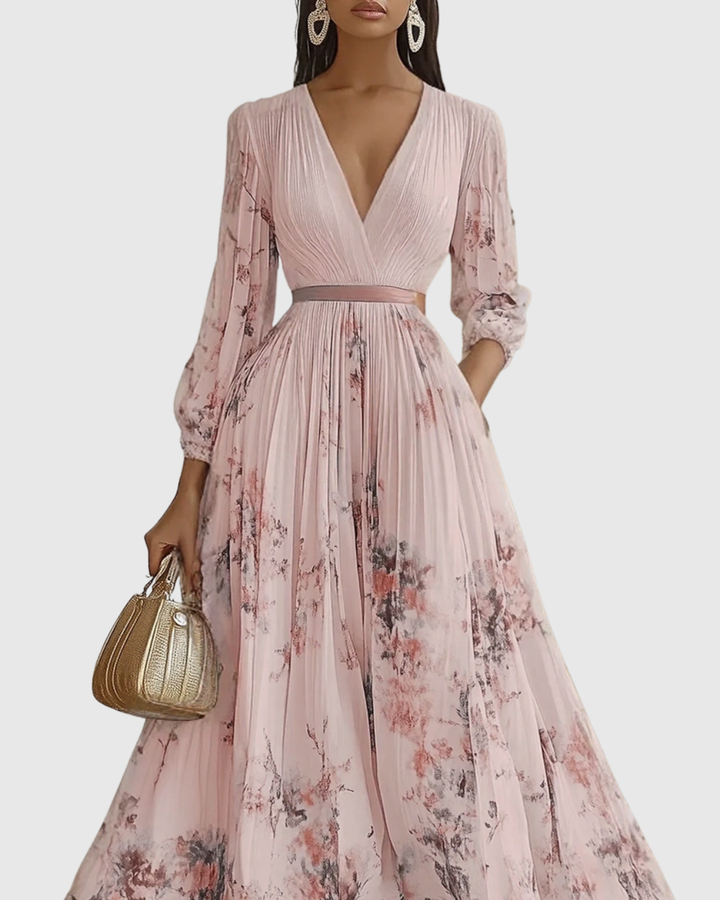 JOANA | ELEGANT PLEATED MAXI DRESS