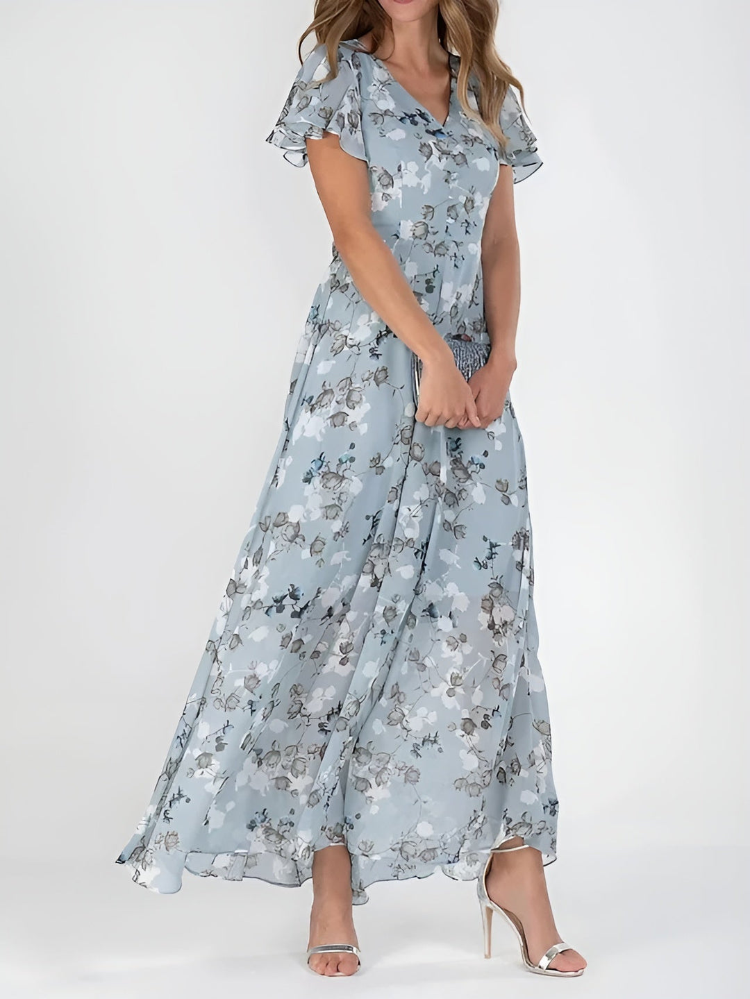 jenniffer™ | Flutter Sleeve Floral Maxi Dress