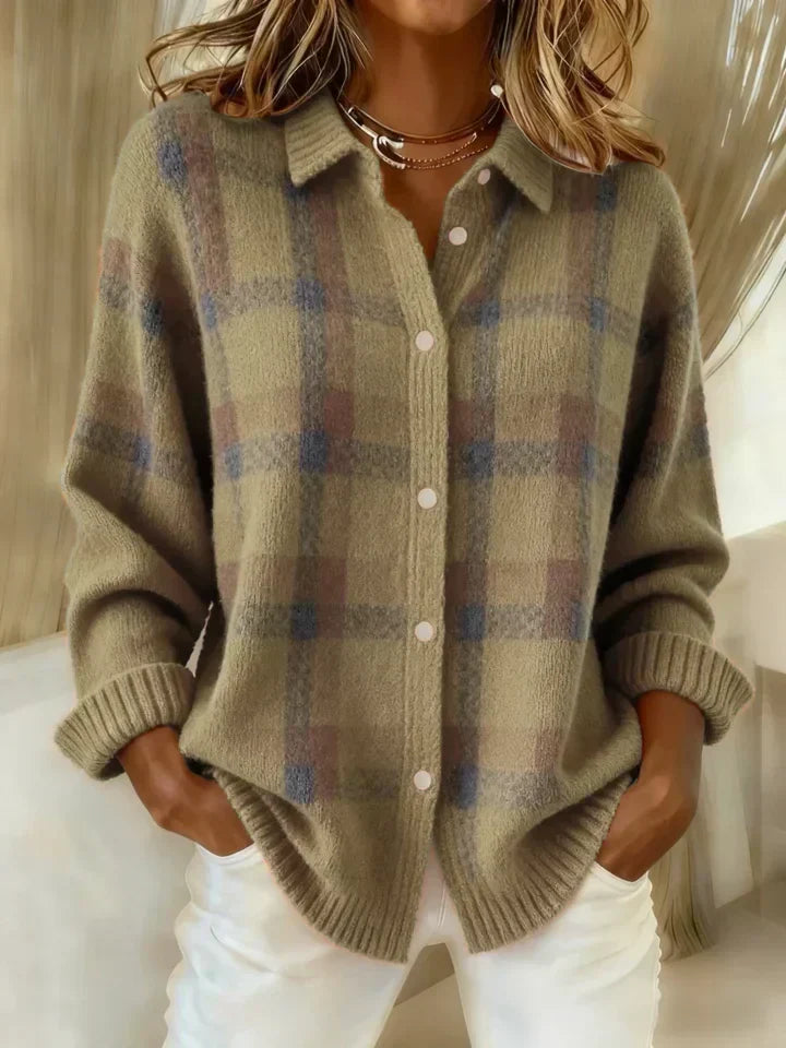 Denise | Retro Contrast Plaid Sweater
