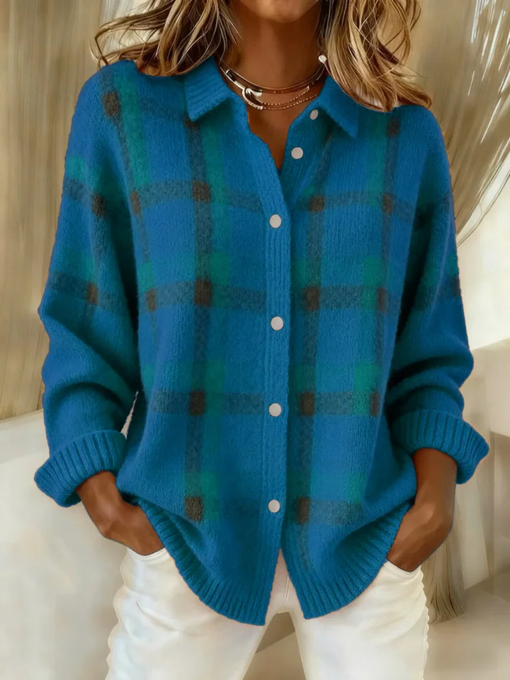 Denise | Retro Contrast Plaid Sweater