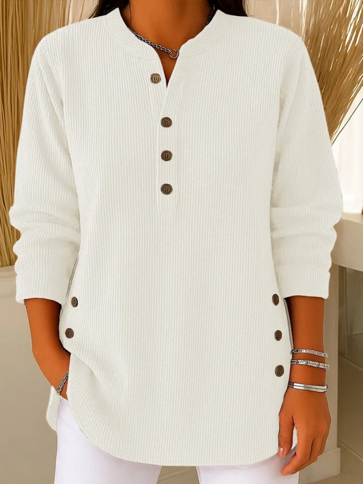 Willow - Casual Ribbed Long Sleeve Henley Top