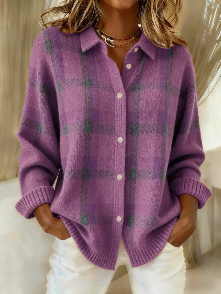 Denise | Retro Contrast Plaid Sweater