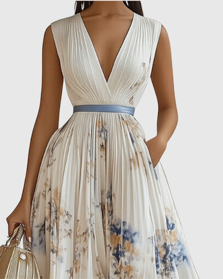 JOANA | ELEGANT PLEATED MAXI DRESS