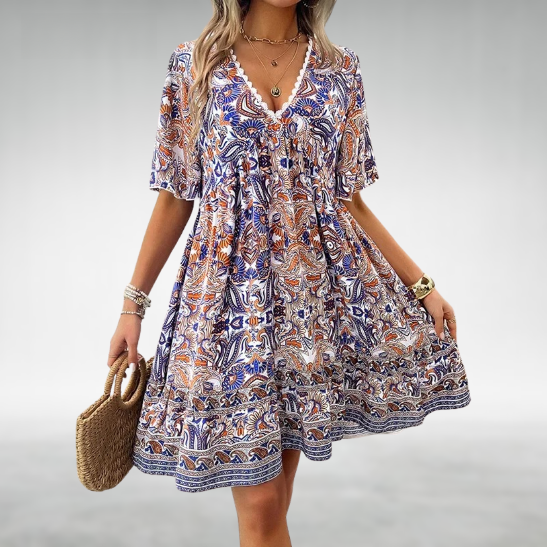 Adriana - Boho Paisley Mini Dress