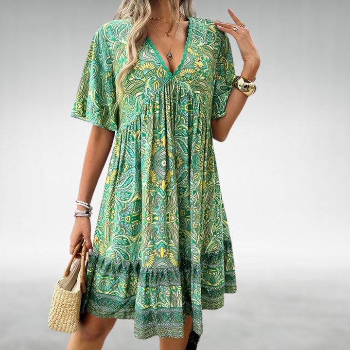 Adriana - Boho Paisley Mini Dress