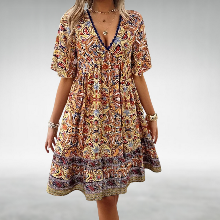 Adriana - Boho Paisley Mini Dress