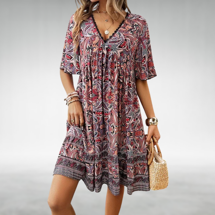 Adriana - Boho Paisley Mini Dress