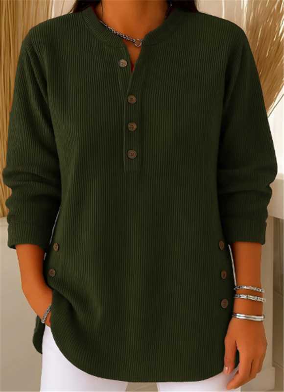 Willow - Casual Ribbed Long Sleeve Henley Top
