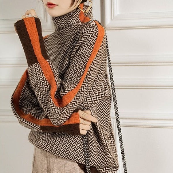 Helena™ | Herringbone Turtleneck sweater