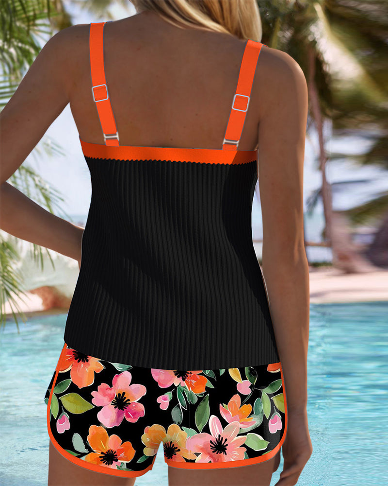 Karen | Swimsuit Tank Top with Floral Boxer Set