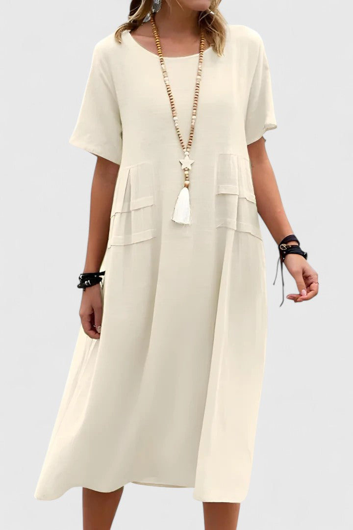 Amara™ | Loose Short-Sleeve midi pocket Dress