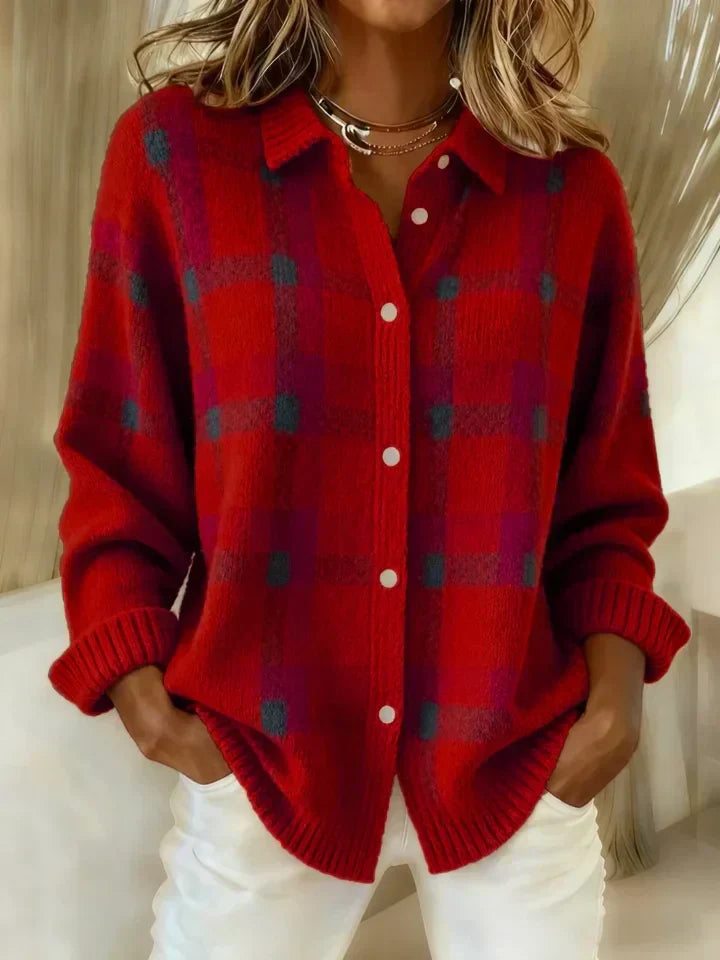 Denise | Retro Contrast Plaid Sweater