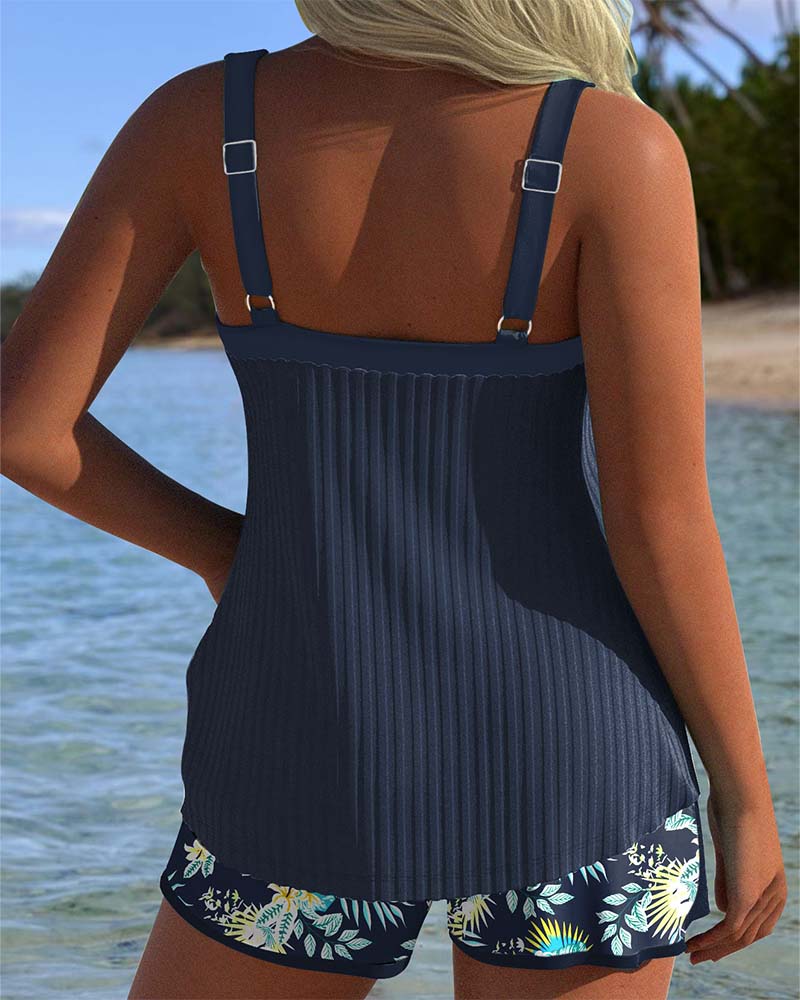 Emily | Striped Tankini Set with Beach Shorts
