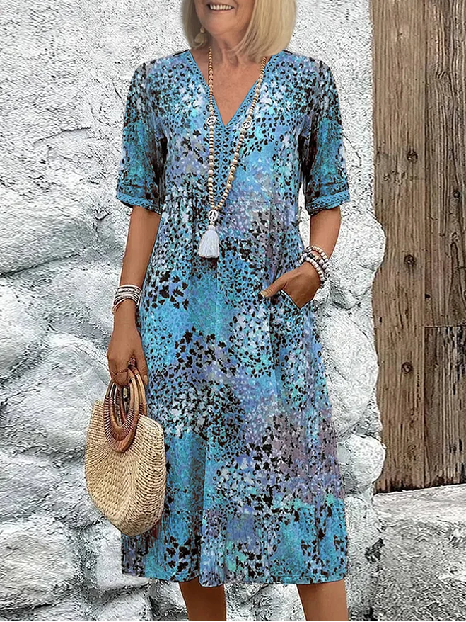 Amalia | Floral elegant Midi Dress with Tummy Coverage