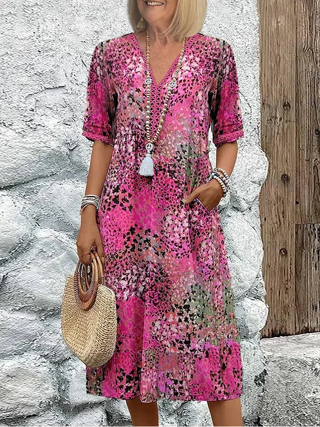 Amalia | Floral elegant Midi Dress with Tummy Coverage