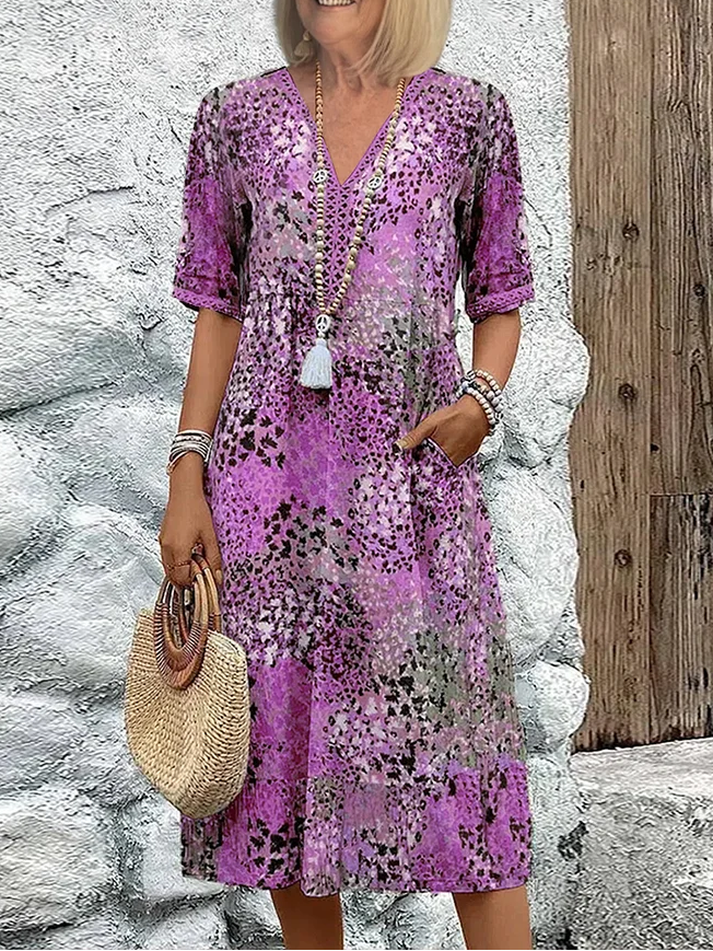 Amalia | Floral elegant Midi Dress with Tummy Coverage