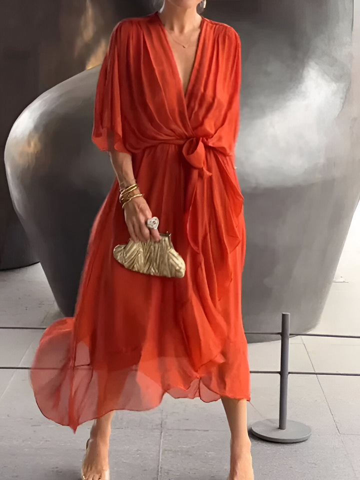 Elise™ | Grace Tie-Waist Midi Dress